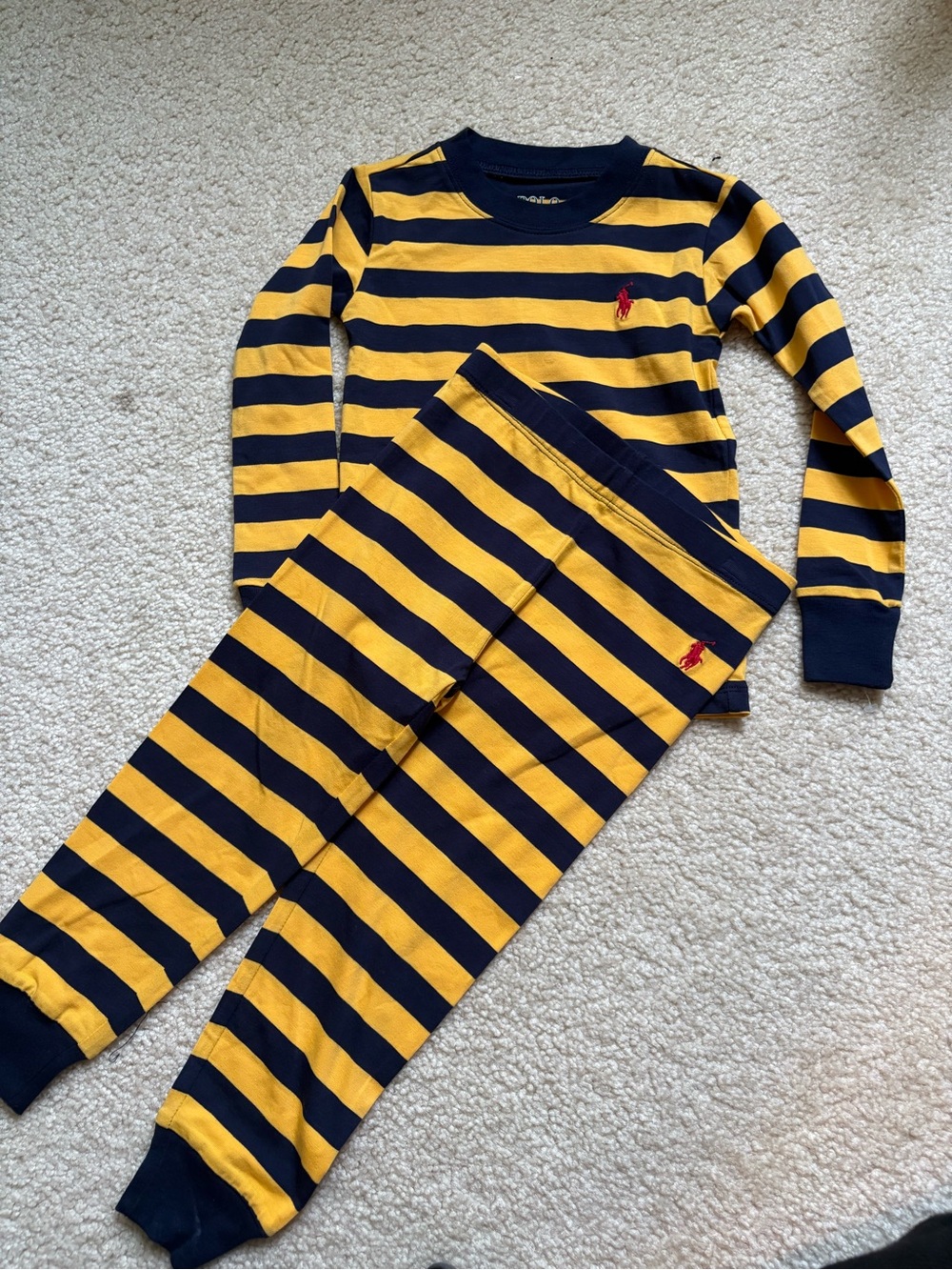 NEW Ralph Lauren Kids Yellow & Navy Striped Pajama Set